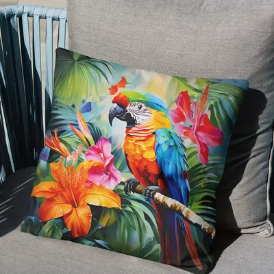 3D-Papageien-Umarmungs-Kissenbezug, Kissenbezug für Sofa, Schlafzimmer, Dekoration, Tierliebhaber, Geschenk mit Reißverschluss (kein Kisseneinsatz im Lieferumfang enthalten) Image