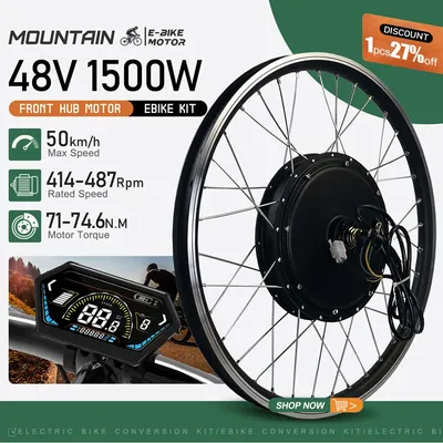Electric Bike Conversion Kit 48V 1500W Front Brushless Hub Motor Wheel For Ebike Conversion Kit 20"24"26" 27.5" 28"29"700C