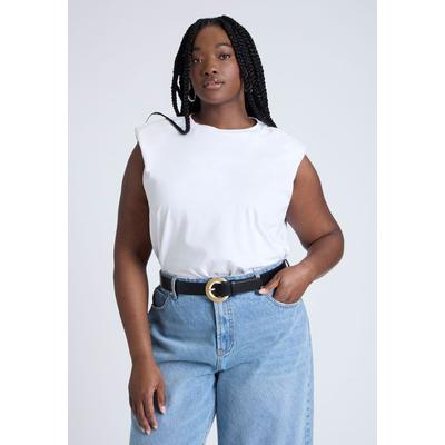 Plus Size Women's Circle Buckle Belt by ELOQUII in Black (Size 26/28)