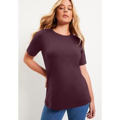 Plus Size Women's Short-Sleeve Crewneck One + Only Tee by June+Vie in Fig (Size 26/28)