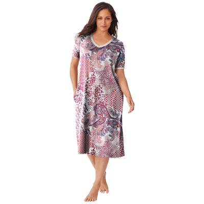 Plus Size Women's Short T-Shirt Lounger by Dreams & Co. in Ivory Patchwork (Size 1X)