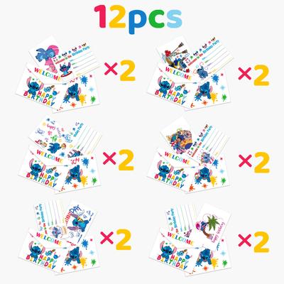 TEMU 12pcs Stitch Invitation Card Set, Weddings, Anniversaries, Halloween, Thanksgiving, Christmas - For , Stitch, Invitation Card, Party Supplies, Etc Image