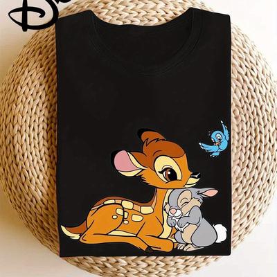 TEMU Licensed ' And His ' Print T-shirt, Sweet And Cute Short-sleeved, Suitable For Wear, Women's Clothing Image