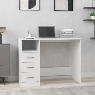 TEMU Desk With Drawers White 102x50x76 Cm Wooden Material Image