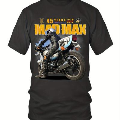 TEMU 974 Edition- Men's Cotton T-shirt | Sporty Grids, Retro Motorcycle Printing | Machine Washable Image
