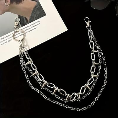 TEMU Punk Style Silvery Pants Chain Unisex Image