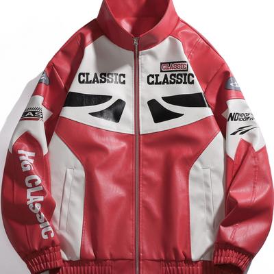 TEMU Men's Leather Jacket, Windproof And Moisture-wicking Motorcycle Outfit. Image