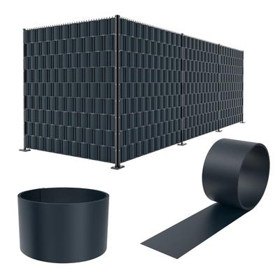 TEMU Pvc Privacy Screen Strips For Double - Rail Mats, 2.5m X 19cm - , Gray, Green - Hard, - Protection Garden Fence Privacy Screen Image