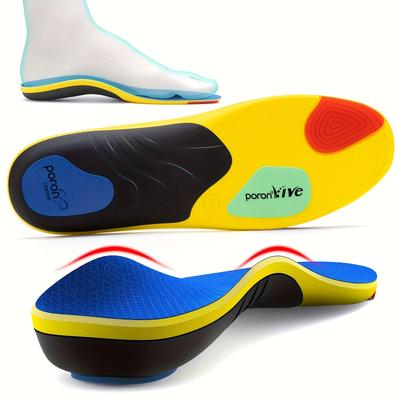 TEMU High Arch Support Insoles For Flat Feet, Heavy Duty 240+ Lbs, Sport & Work Boot Shoe Inserts, Poron Material For Shock Absorption, Ergonomic Pu Cushioning For Image