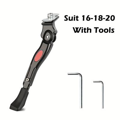 TEMU Icewave Adjustable Aluminum Alloy Bicycle Kickstand With Tools - Center Mount For 16-22 Inch Bikes, Fit For Mountain/road/bmx/mtb/sports Bicycles, Black Image