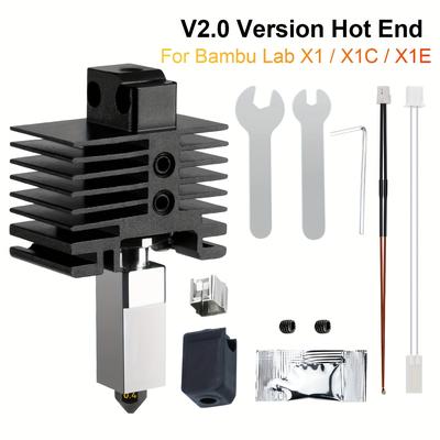 TEMU X1, X1c, X1e, P1, P1p, P1s Hotend Complete Kit For P1 Series 3d Printer, Full Assembly Hardened Steel Hot End, With 0.2,0.4,0.6,0.8mm Brass Hardened Steel Nozzle, And Extruder Replacement Image