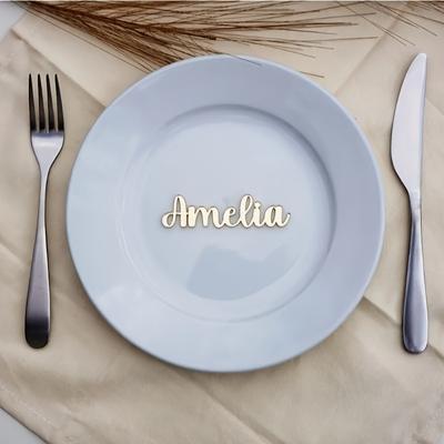 TEMU 2d Flat, Personalized Mirror Acrylic Name Placement Custom Laser Cut Positioning Name, Wedding Banquet Name Setting Card, Acrylic Name Cake Charm, Wedding Decor Image