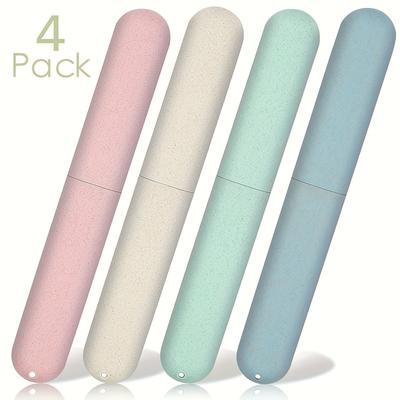 TEMU 4-pack Portable Breathable Toothbrush Cases With Ventilation Holes, Dustproof Stand For Travel, Camping, And Home Use - Unscented Image