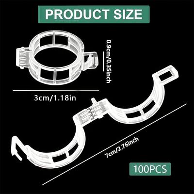 TEMU 100pcs Durable White Plastic Garden Plant Support Clips - , Weather-resistant, Reusable Training Aids For Healthy , Ideal For Tomato & Vegetable Plants, Vine Support Clips For Upright Growth Image