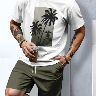 TEMU Men's Fashion Casual Short Sleeve Shorts 3d Set Image