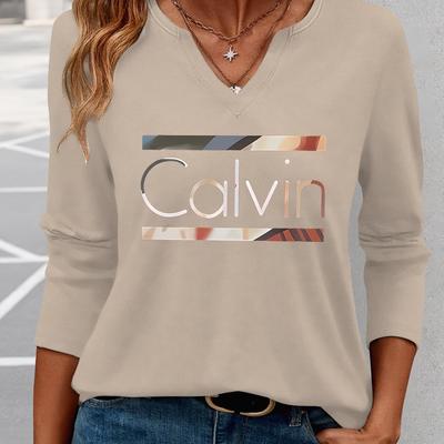 TEMU Women's Fashion Letter Print 3/4 Sleeve T-shirt 19295 Image