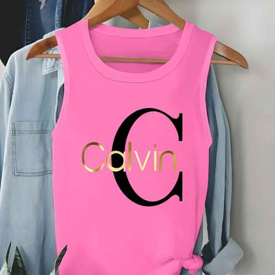 TEMU A Soft And Versatile Tank Top With A Printed Design Featuring The Logo, Women's Fashion. Image
