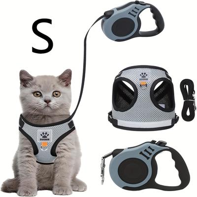 TEMU Cat Harness With Leash - Adjustable, Escape-proof Design For Safe Walking, 5m Leash Included, Machine Washable, Cat Safety Gear|adjustable Harness|durable Cat Harness, Cat Accessories Image