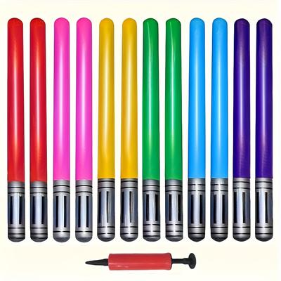 TEMU 12pcs Inflatable Swords Colorful Swords (with Pump Included) Supplies For Fun Themed Parties, Multi-colored Inflatable Sticks Game Props Festive Gathering Accessories Image