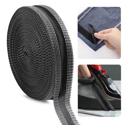 TEMU 1pc 32.8ft Black Iron-on Hemming Tape - Strong Polyester & Hot Melt Adhesive, Easy Length Adjustment, Washable, Ideal For All Fabric Types Image