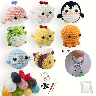 TEMU 8pcs Beginners Crochet Kit For - Diy Craft Set With Fabric Yarn, Complete Crochet Tools - Mixed Colors - Suitable For All Image