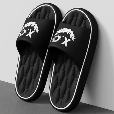 TEMU Dmpd Men's Slip-on Slippers - Material, Lightweight & Breathable, Minimalist Streetwear Design, For Indoor/outdoor Use, Black, House Slippers Image