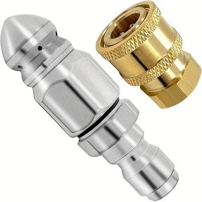 TEMU 2pcs 1/4 Inch High Pressure Washer Hose Nozzle, 5000 Psi Sewer Nozzle Connect To Internal Thread Npt, Brass Fitting Connector Image