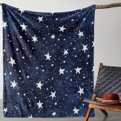 TEMU Decorative Throw| Luxurious Starry Night Flannel Throw Blanket - Cozy, Soft, And Warm With Print On - Ideal For Sofa, Bed, Car, Office, Camping, Travel - Gift Image