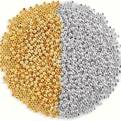 TEMU 4mm, 2000pcs Golden & White K-color Acrylic Beads - Small Round Loose Beads For Making, Craft Decorations, And More, Craft Bead Decor| Beads|smooth Texture Image