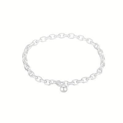 TEMU Vintage S925 Silver Bracelet For Women, Thick Chain Classic Versatile Valentine's Day Gift Jewelry, For Best Friend, Girlfriend, Mother Image