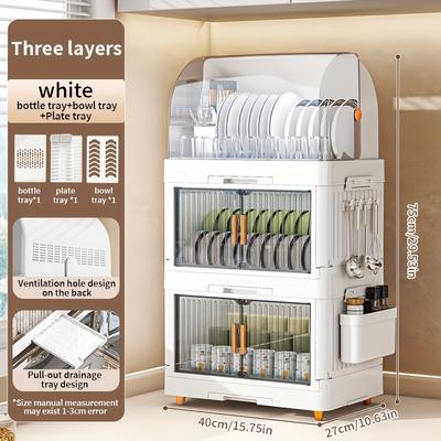 TEMU Space-saving Waterproof Kitchen Organizer With - Multi-functional Plastic Dish Rack For Dishes, Bowls & Tableware Image