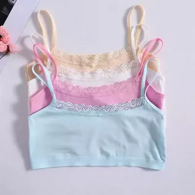 4PC Teen Bra Girl Vest Cotton Spandex Big Girl's Sport 8-14 Years Adolescente Kids Underwear