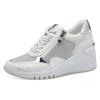 Keilsneaker MARCO TOZZI, Damen, Gr. 41, silber (weiß, silberfarben), Lederimitat, Textil, kontrastfarbene Details, sportlich, Schuhe, Freizeitschuh, Halbschuh, Schnürschuh in veganer Verarbeitung