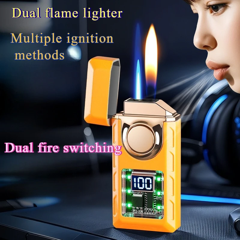 Kreative sprachgesteuerte Zündung, Gasfeuerzeug, Farblicht, Batterieanzeige, offenes Feuer, schaltendes Jet Fire, elektrische USB-Feuerzeuge Image