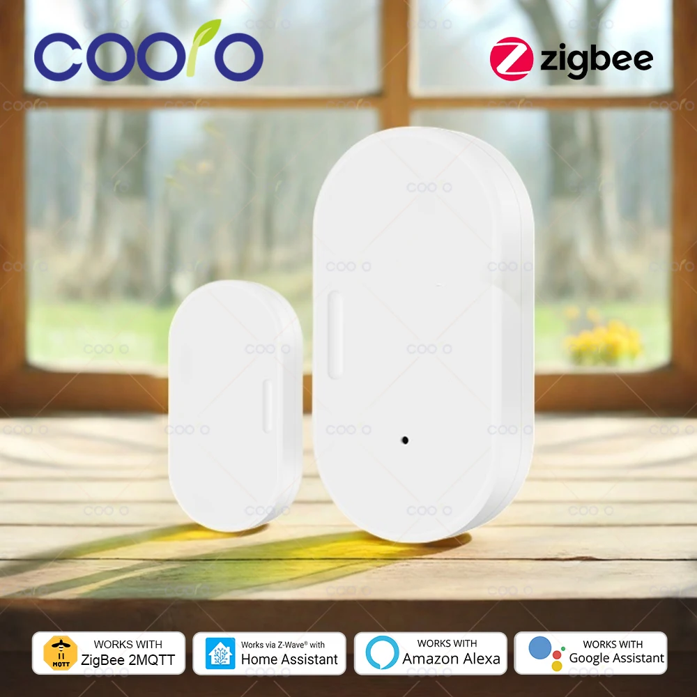 Zigbee Smart Tür- und Fenstersensor 2 in 1 mit Lux Magnetischer Sicherheitsalarm-Aufnahme-App-Fernmonitor für Alexa Google Z2mqtt Image