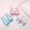 Kindersandalen Elsa Princess Frozen PU-Leder Kristall Sommerrutschen Flache Schuhe für Mädchen Rutschfest Silber Rosa Blau Größe 24-35