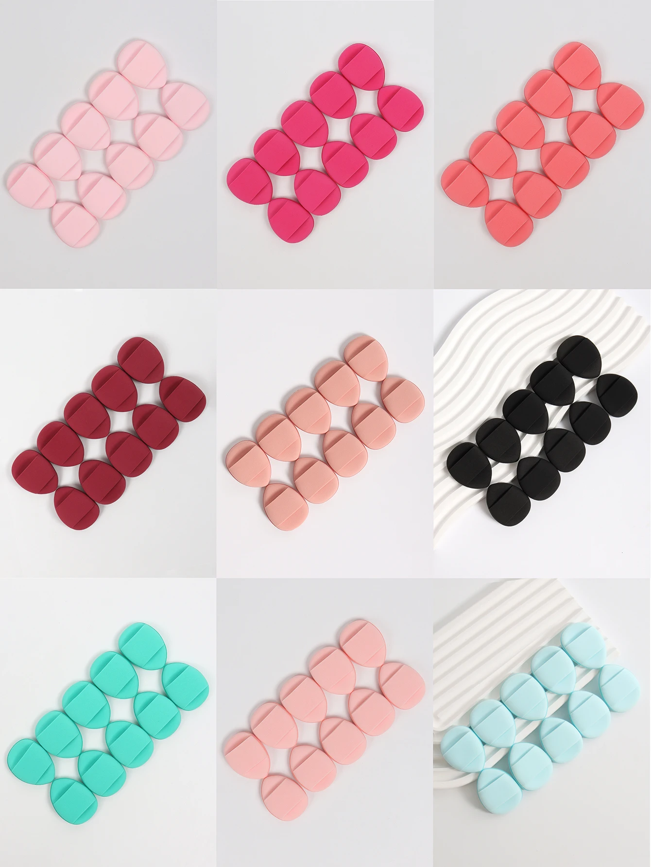 10er-Pack Finger-Luftpolsterquasten, einschließlich Luftpolster-Puderquasten, latexfreie gemischte Schwämme und Make-up-Puffs, verwendet für Li Image