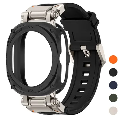Case+Strap For Samsung Galaxy Watch 7 Ultra Soft TPU Silicone Band Metal Case for Samsung Galaxy Watch 7 Ultra No Gaps Bracelet