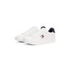Sneaker TOMMY JEANS "ARCHIVE '98", Herren, Gr. 42, weiß, blau rot, Nappaleder, unifarben mit Farbeinsatz, sportlich, Schuhe, Freizeitschuh, Streetwear, Halbschuh, Schnürer mit Logoflagge