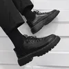 Herren Lederschuhe Kleid Schwarz Runde Zehen Business Formal Männlich Casual Loafer Schuh Plattform