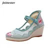 Air Mesh Keil Pumpen für Damen 2021 Sommer Frauen Schuhe обувь для женщин летняя Ethnische Gestickte