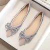 Große Größe 43 Ballerinas Schuhe für Damen Mode Strass Schleife Flaches Schuhwerk Damen Mokassin