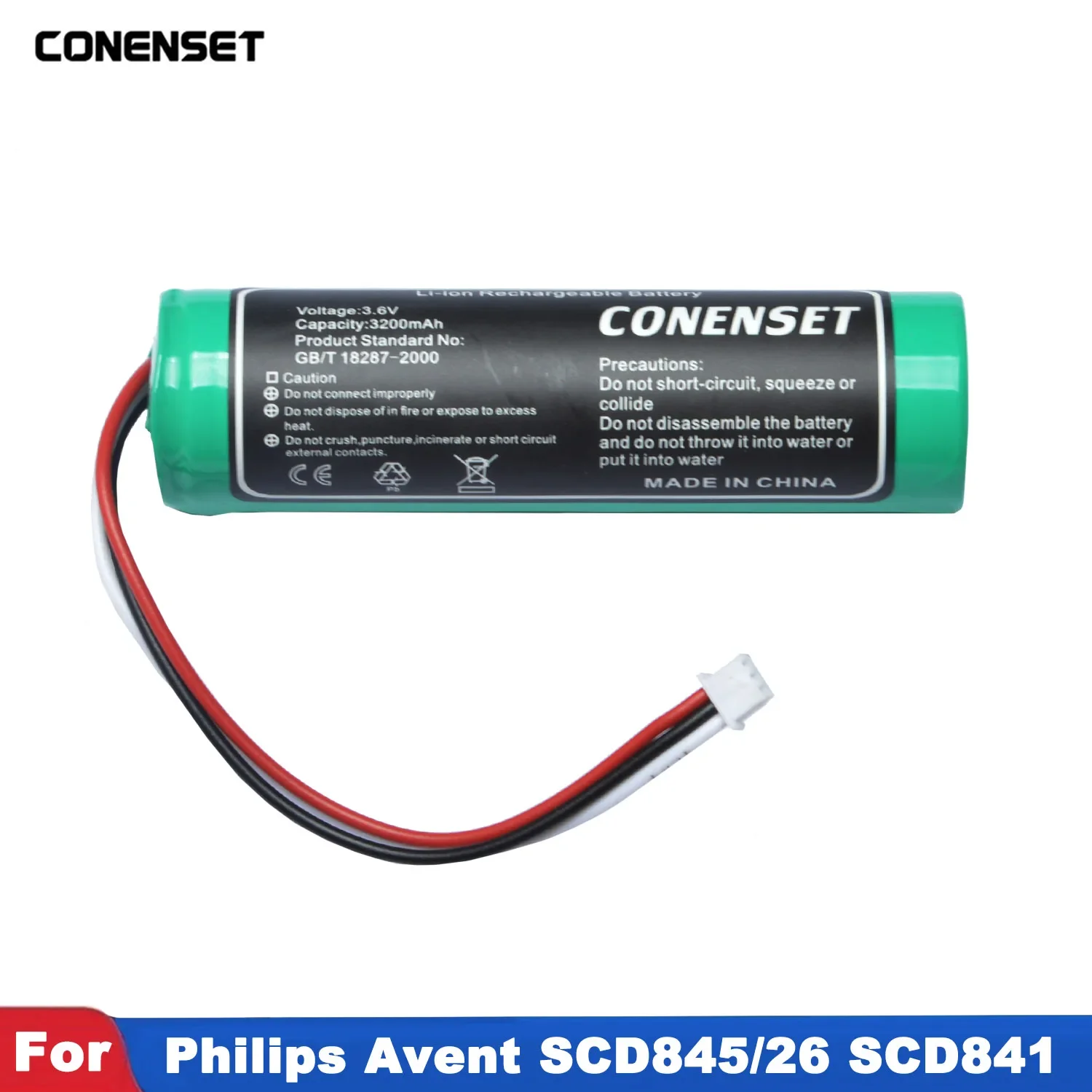 3,7 V 3200 mAh Ersatzakku für Philips Avent SCD833 SCD833/26 SCD835 SCD835/26 SCD843/26 Babyphone 1S1PBL1865-2.6 Image