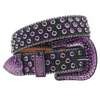 Männer Casual Lila Strass Gürtel Hip Hop Bühne Diamant Nieten Gürtel Weiches Leder Designer Bund Frauen Dornschließe Strapon