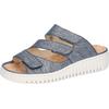 Pantolette WALDLÄUFER "H-WILLOW", Damen, Gr. 6,5, blau (marine), Nubukleder, meliert, Basic, Schuhe, Sommerschuh, Hausschuh, Klettschuh in Komfortweite H (= sehr weit)