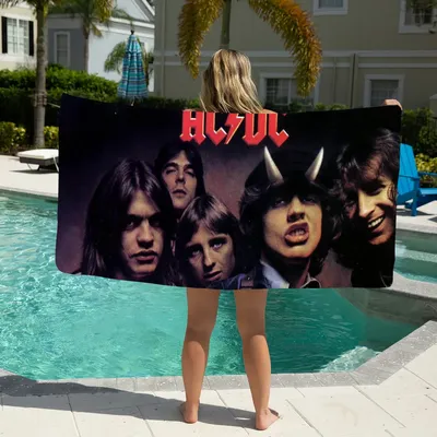 A-AC-D-DC Band Towel Pool Beach Towel Portable Quick Fast Dry Sand Outdoor Travel Swim Blanket Thin Mat Bath Towel