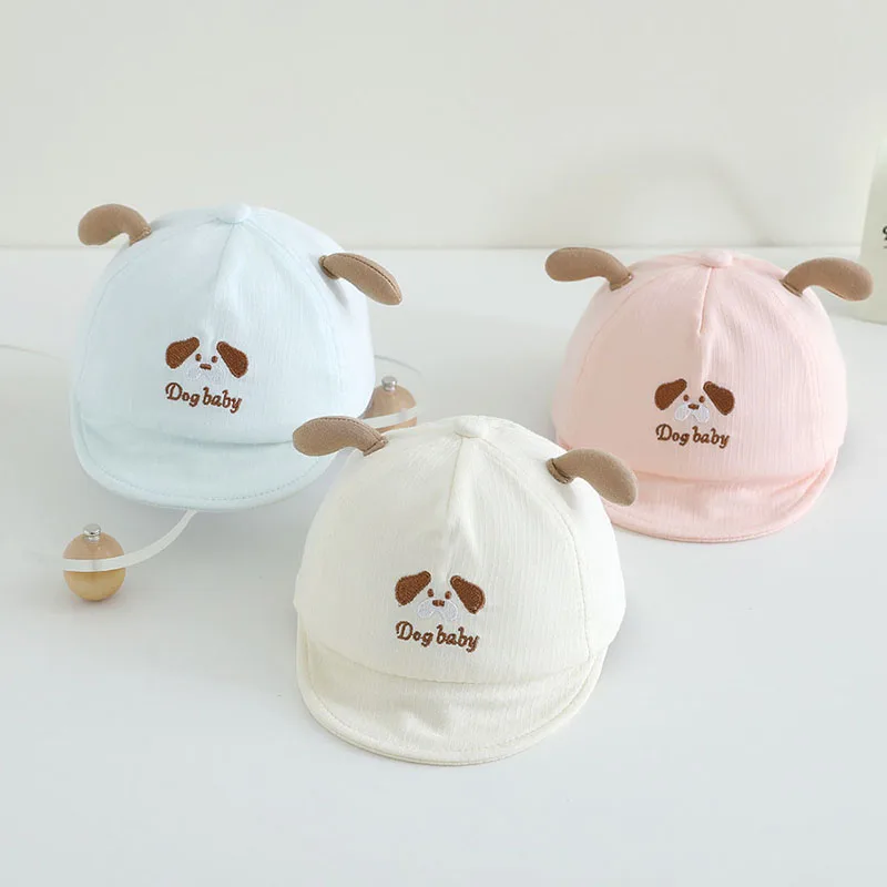 Cartoon Hund Ohr Baby Hut Nette Weiche Baumwolle Infant Junge Mädchen Baseball Kappe Frühling Sommer Einfarbig Kinder Ente Zunge Hüte Image