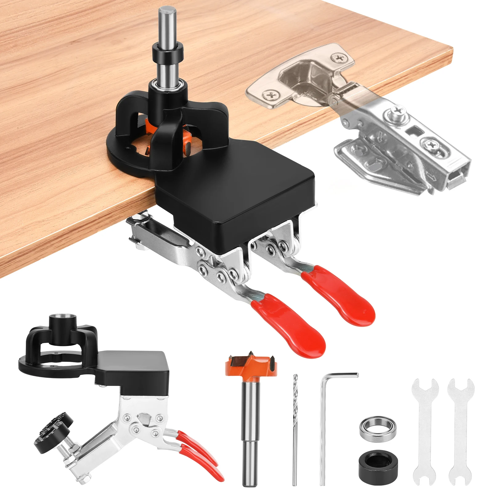 Holzbearbeitung Upgrade 35mm Verdeckte Scharnier Jig Kit Scharnier Langweilig Jig Bohren Guide Locator für Gesicht Rahmen Schrank Schrank Werkzeuge Image