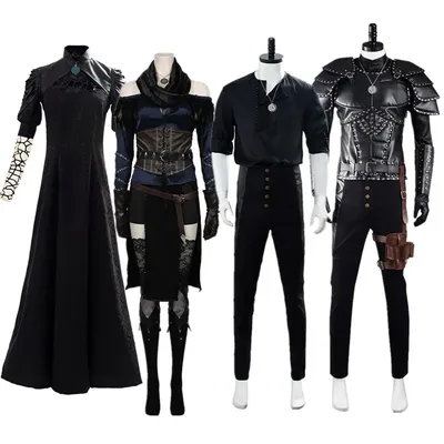 Fantasia Yennefer Cosplay Geralt Kostüm Frauen Kleid Rock Halskette Männer Hemd Hosen Outfits Halloween Karneval Party Anzug Image