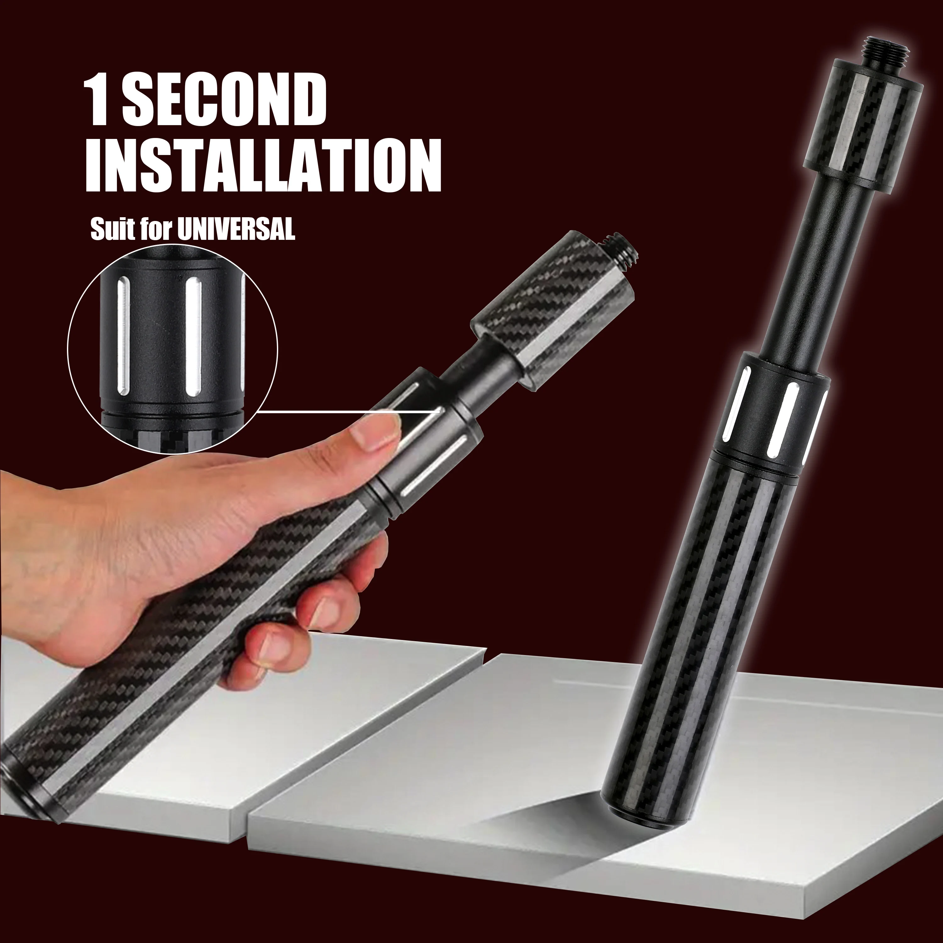 Für Universal Pool Queue Carbon Fiber Teleskop Queue Extension Butt mit Bullet Joint Pin – Pro Series 9-Ball Pool Queue Zubehör Image